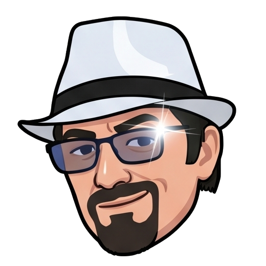 Sebastian in his signature hat and glasses